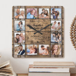 Relógio Quadrado Juntos Temos Tudo Foto Da Família Wooden Barrel<br><div class="desc">Crie facilmente o seu próprio relógio de fundo de barril de madeira rústico personalizado com as suas fotografias personalizadas. A design também apresenta uma bela citação manuscrita: "Juntos temos tudo". Para obter os melhores resultados, recorte as imagens para o quadrado - com o ponto de foco no centro - antes...</div>