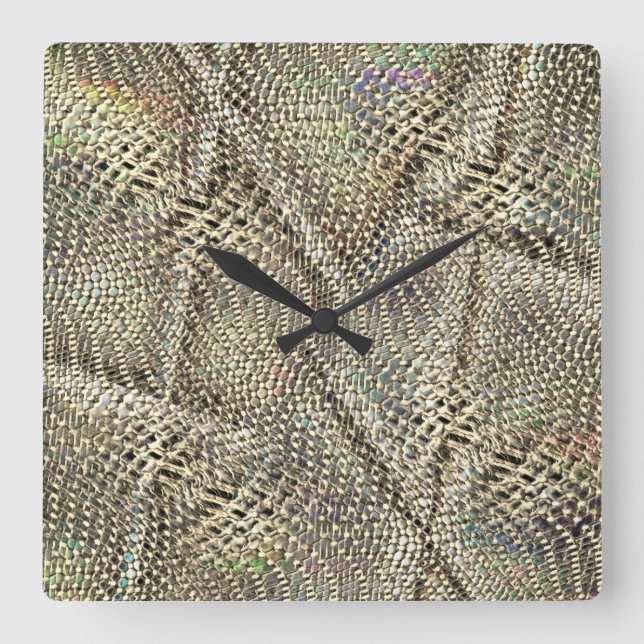 Relógio Quadrado juta de abstrato com ligeiro tom de ouro metálico (Frente)