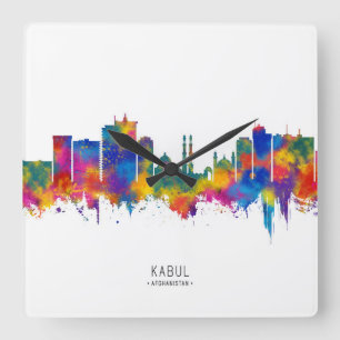 Relógio Quadrado Kabul Afeganistão Skyline