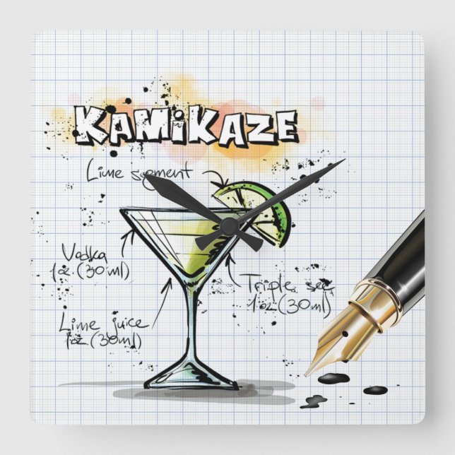 Relógio Quadrado Kamikaze (Frente)