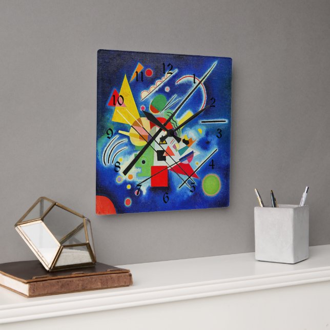 Relógio Quadrado Kandinsky - Pintura Azul (Escritório)