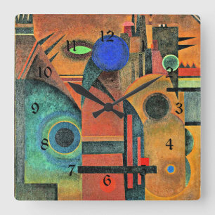Relógio Quadrado Kandinsky - Silêncio Marrom