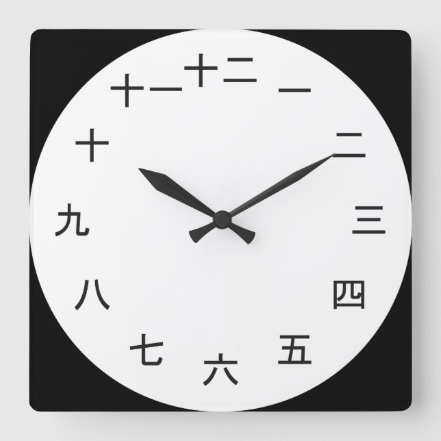 Relógio Quadrado Kanji Clock 1-12 (Frente)