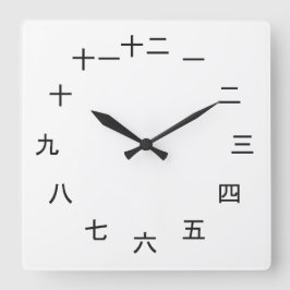 Relógio Quadrado Kanji Clock 1-12