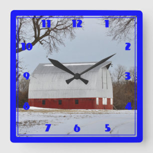Relógio Quadrado Kansas Red Barn