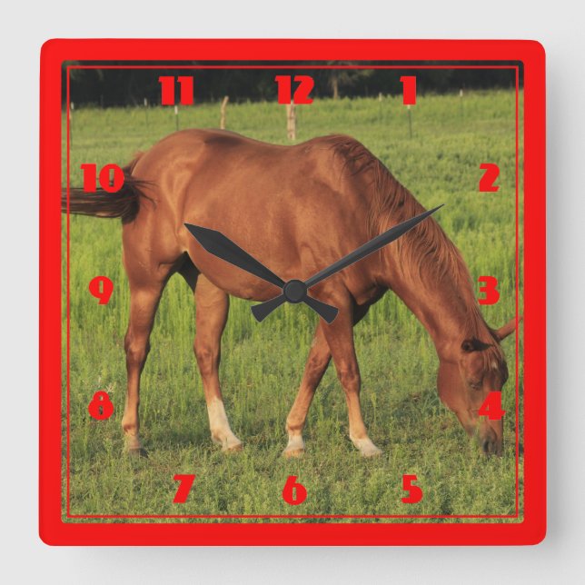 Relógio Quadrado Kansas Red Horse (Frente)