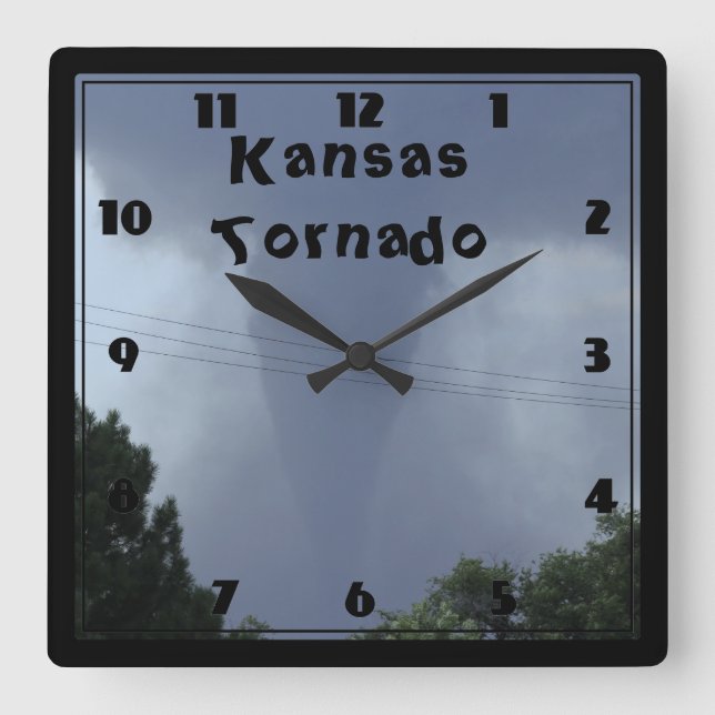 Relógio Quadrado Kansas Tornado CLOCK (Frente)