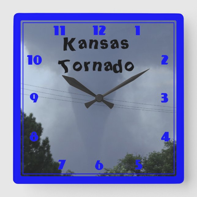 Relógio Quadrado Kansas Tornado CLOCK (Frente)