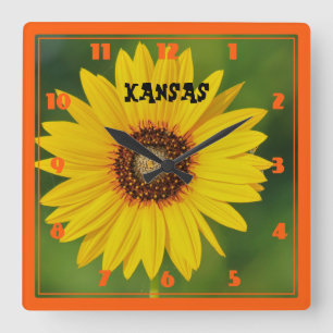 Relógio Quadrado Kansas Wild Sunflower