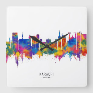 Relógio Quadrado Karachi Paquistão Skyline