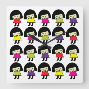 Relógio Quadrado Kawaii Cute Girls Kawaii
