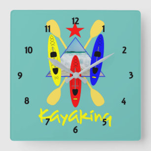 Relógio Quadrado Kayaking Water Sports Parecia Gráfico