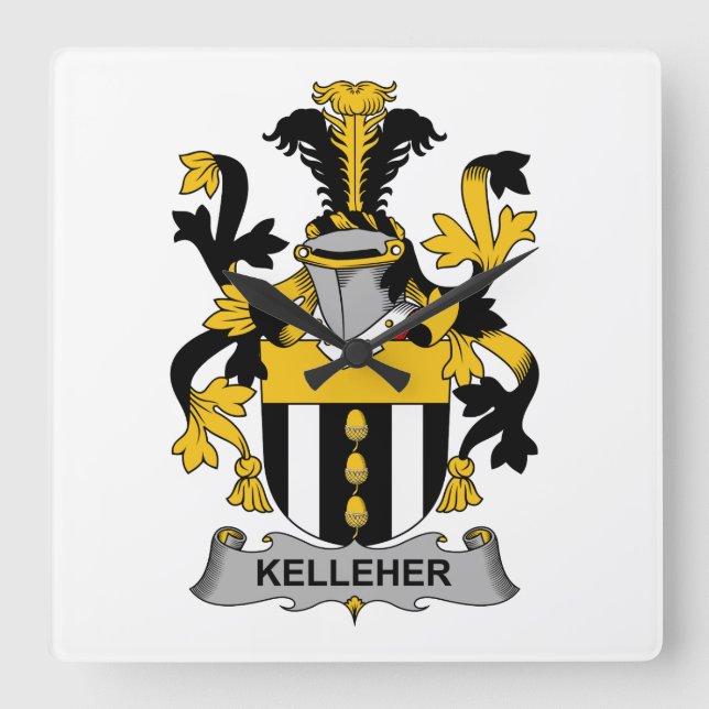 Relógio Quadrado Kelleher Family Crest (Frente)
