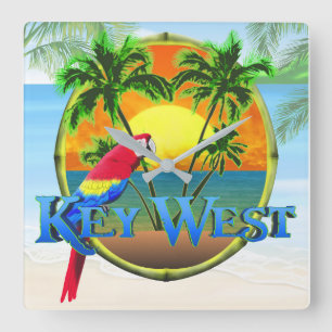 Relógio Quadrado Key West Florida Sunset