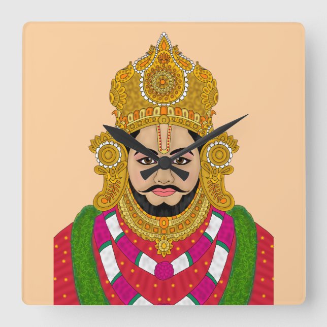 Relógio Quadrado Khatu Shyam Ji Wall Clock (Frente)