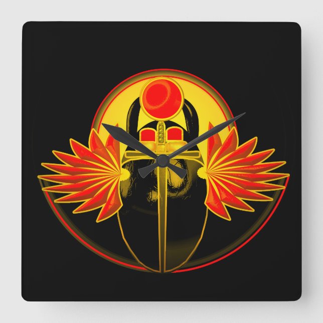 Relógio Quadrado Kherpi God of the Rising Sun,scarab beetle. (Frente)