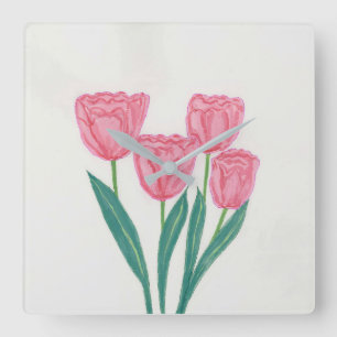 Relógio Quadrado Kind Tulips