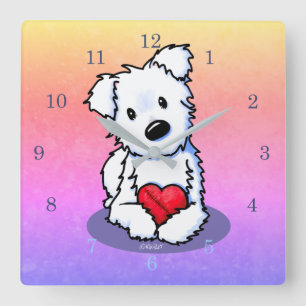 Relógio Quadrado KiniArt Westie Mended Heart