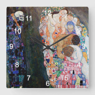 Relógio Quadrado Klimtの『死と生』の壁掛け時計,No.01