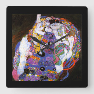 Relógio Quadrado Klimtの"As Virgens"の 掛 け 時 計,01