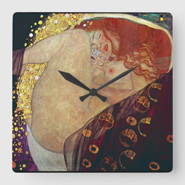 Relógio Quadrado Klimt “ Danae ” (Frente)