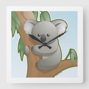 Relógio Quadrado Koala de Kawaii