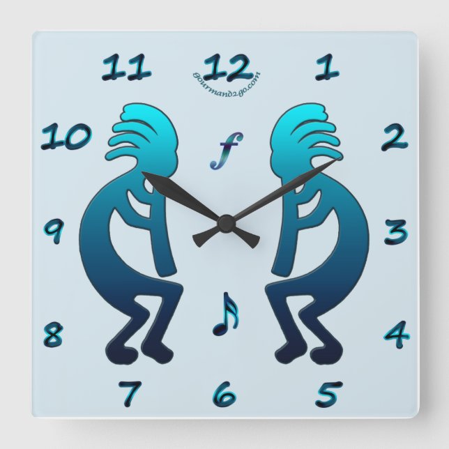 Relógio Quadrado Kokopelli com o pulso de disparo de parede (Frente)