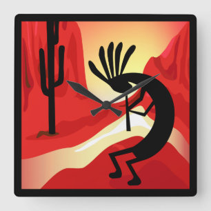 Relógio Quadrado Kokopelli Sunset Desert Landscape Southwest