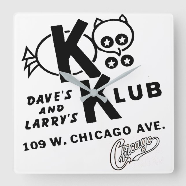 Relógio Quadrado KOO KOO KLUB, Chicago, Illinois (Frente)