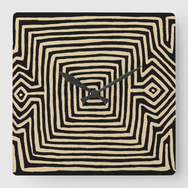 Relógio Quadrado Kuna Indian Tortuga Mola Wall Clock (Frente)