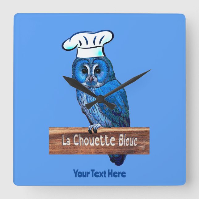 Relógio Quadrado La Chouette Bleue Cafe (Frente)