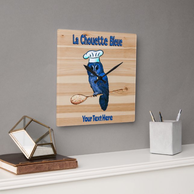 Relógio Quadrado La Chouette Bleue Cafe (Escritório)