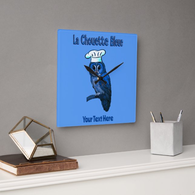 Relógio Quadrado La Chouette Bleue Cafe (Escritório)
