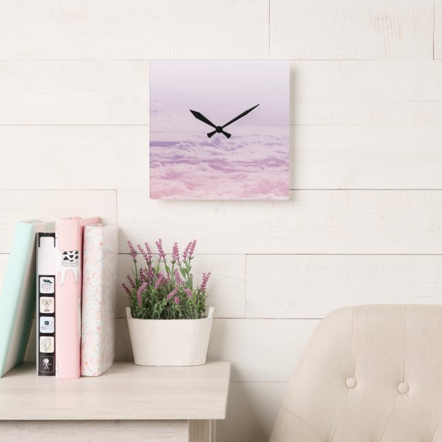 Relógio Quadrado Lá em cima nas Nuvens Pastel 2 (Sala de leitura)