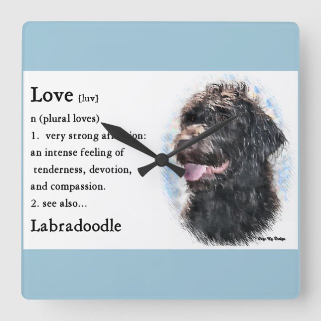 Relógio Quadrado Labradoodle Love Is Gifts (Frente)