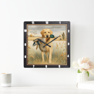 Relógio Quadrado Labrador Duck Hunting