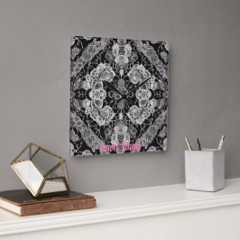 Relógio Quadrado Lace Floral Harmony