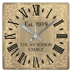 Relógio Quadrado Lace Vitoriano Azul-Teal Personalizado Elegante