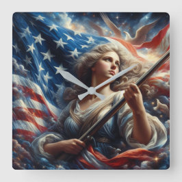 Relógio Quadrado Lady Of Liberty - Arte Patriotismo