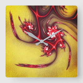 Relógio Quadrado Lagarto fractal avermelhado na textura arenosa ocr