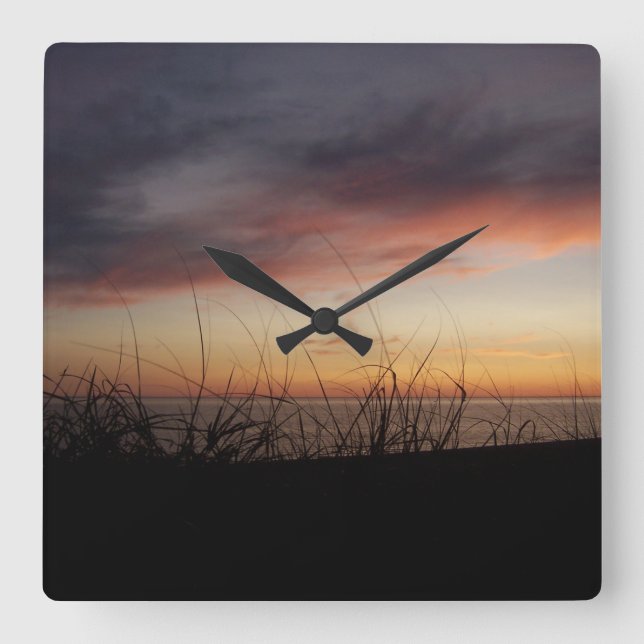 Relógio Quadrado Lago Michigan Sunset Acryall Clock (Frente)