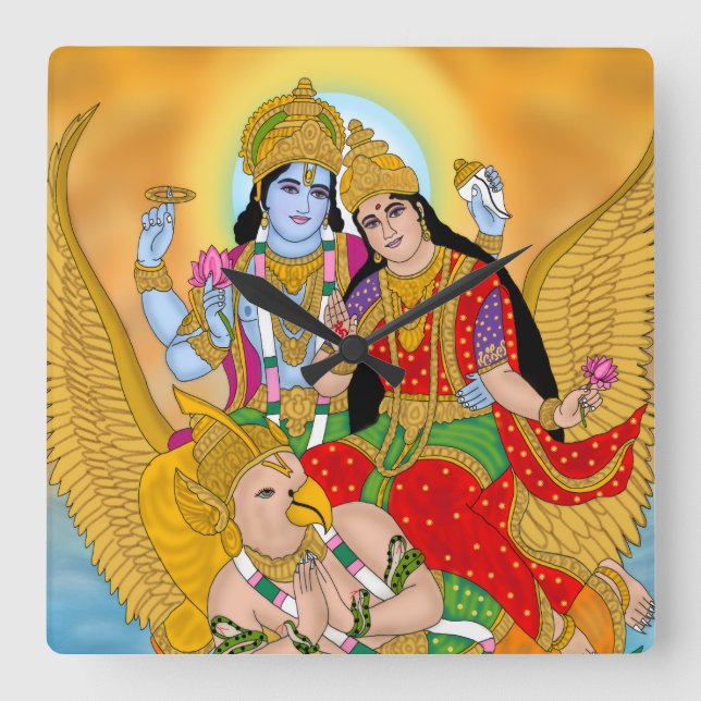 Relógio Quadrado Lakshmi Narayan Clock – Divine Wall Decor & Home D (Frente)