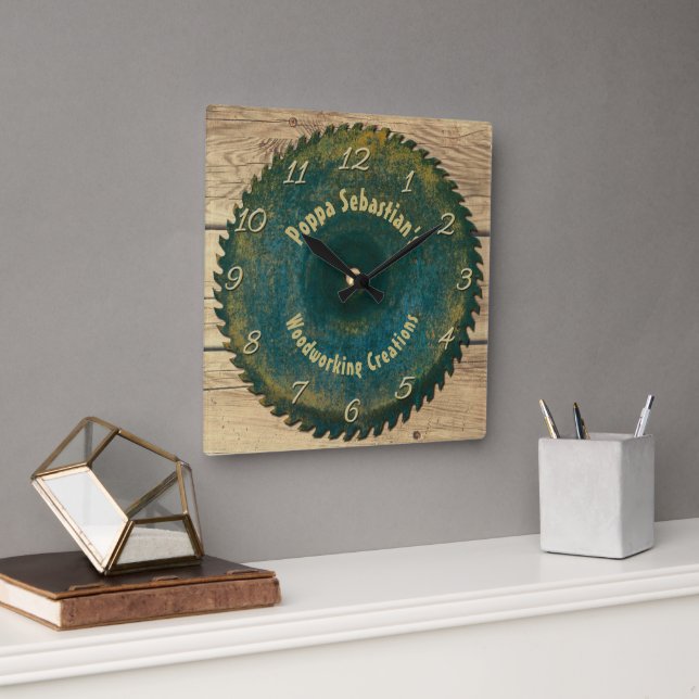 Relógio Quadrado Lâmina de serra russa para trabalhar madeira de mã (Escritório)