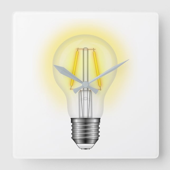 Relógio Quadrado Lâmpada brilhante (Frente)