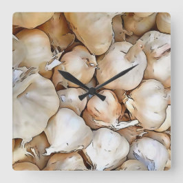 Relógio Quadrado Lâmpadas de Alho - Arte Negra Artística