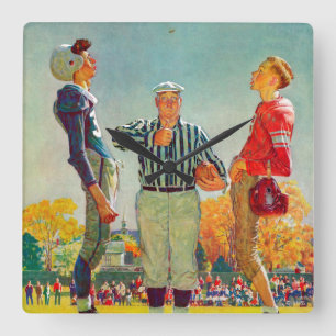 Relógio Quadrado Lance da moeda por Norman Rockwell