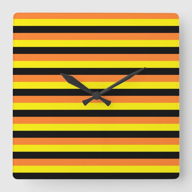 Relógio Quadrado Laranja, Amarelo e Preto (Frente)