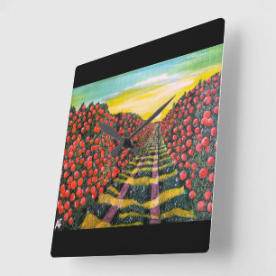 Relógio Quadrado Laranjas de Valência Pintura de Alfred Fox