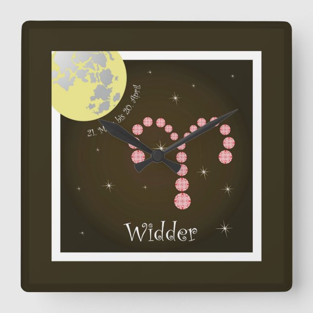 Relógio Quadrado Largura 21. März bis 20. April Uhr (Frente)