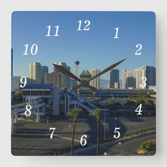 Relógio Quadrado Las Vegas Strip Ahead Wall Clock (Frente)